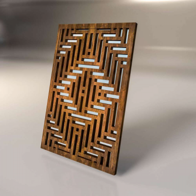 Зеркальная декоративная деревянная  3D панель "Reticle"