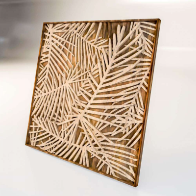 Резная декоративная деревянная 3D панель "Plumage"