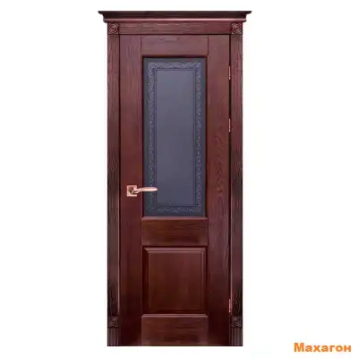 Дверь дубовая ПВДО стекло К.Уз Классик №2 (2000х600, 700, 800, 900) мм махагон, венге, античный орех, белый, вайт, слоновая кость, скай, грей, крем