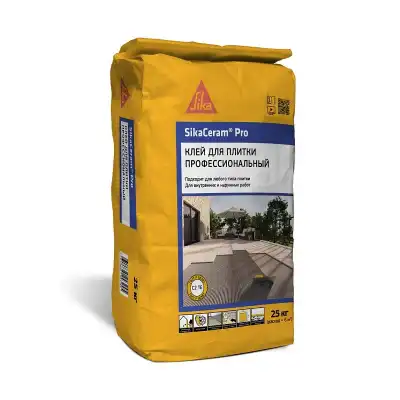 SikaCeram® Pro 25кг для укладки плитки размером до 100×100 см 