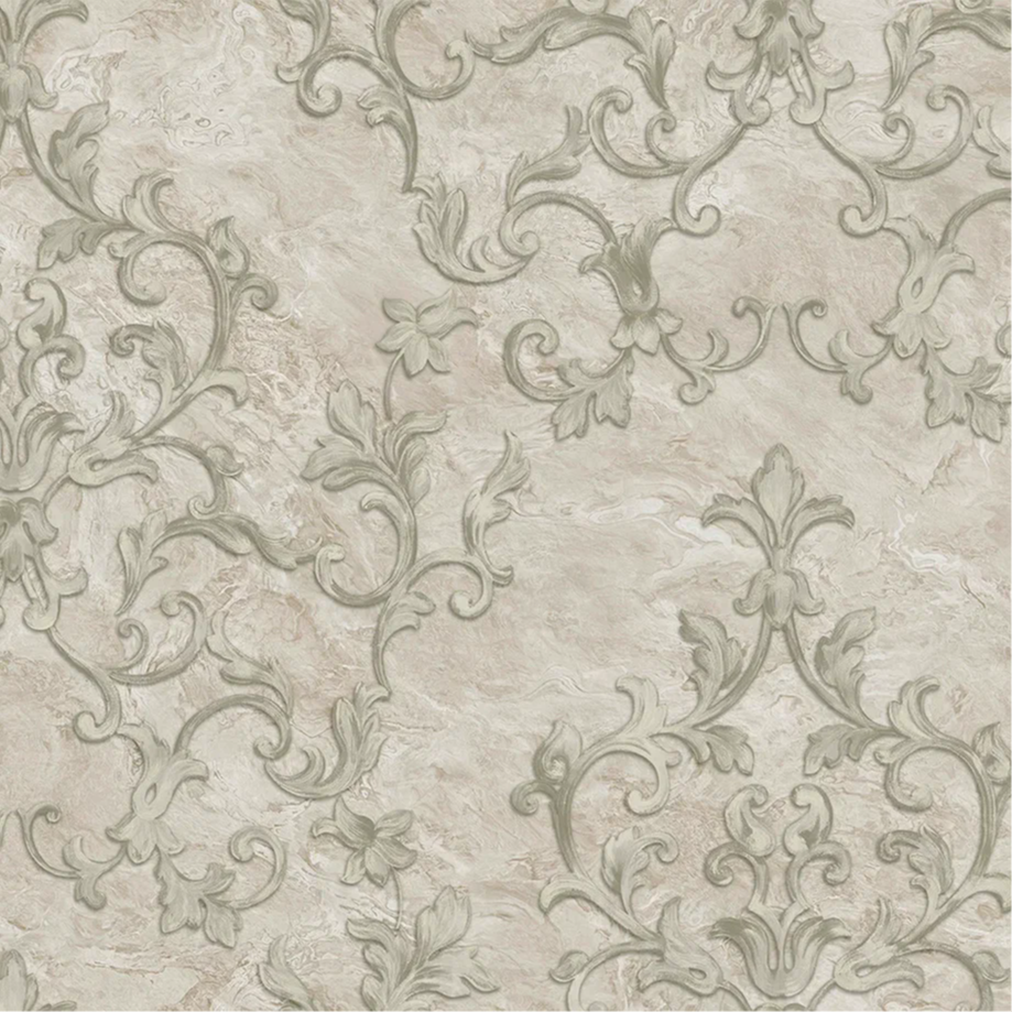 80123 мотив дамаск на бежево-сером мраморе