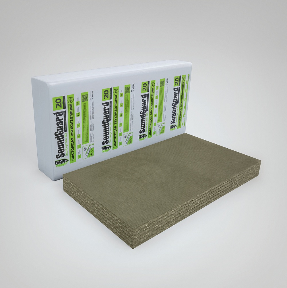 Плита звукопоглощающая SoundGuard ЭкоАкустик 80 / 20мм