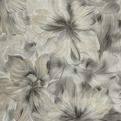 MK64301 мотив крупные цветы темно серые с золотом