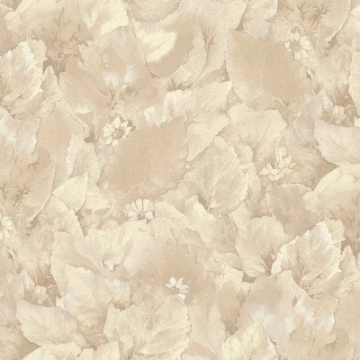 WG5119 мотив листья кофейно ванильно золотистые