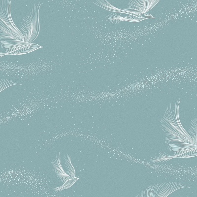 WG0102 мотив птицы на перламутрово бирюзовом фоне