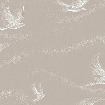 WG0104 мотив птицы на перламутрово беж.-розовом фоне