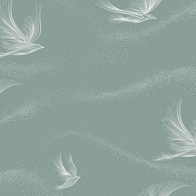 WG0105 мотив птицы на перламутровом голубом фоне