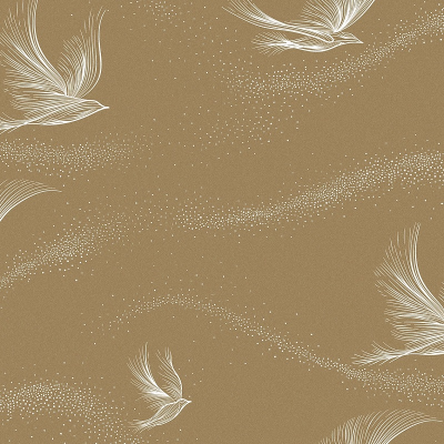 WG0106 мотив птицы на перламутрово золотом фоне