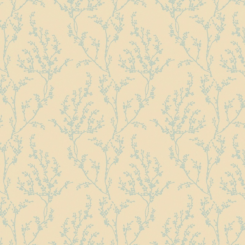 WG0305 мотив ветка салатовая на ванильном фоне