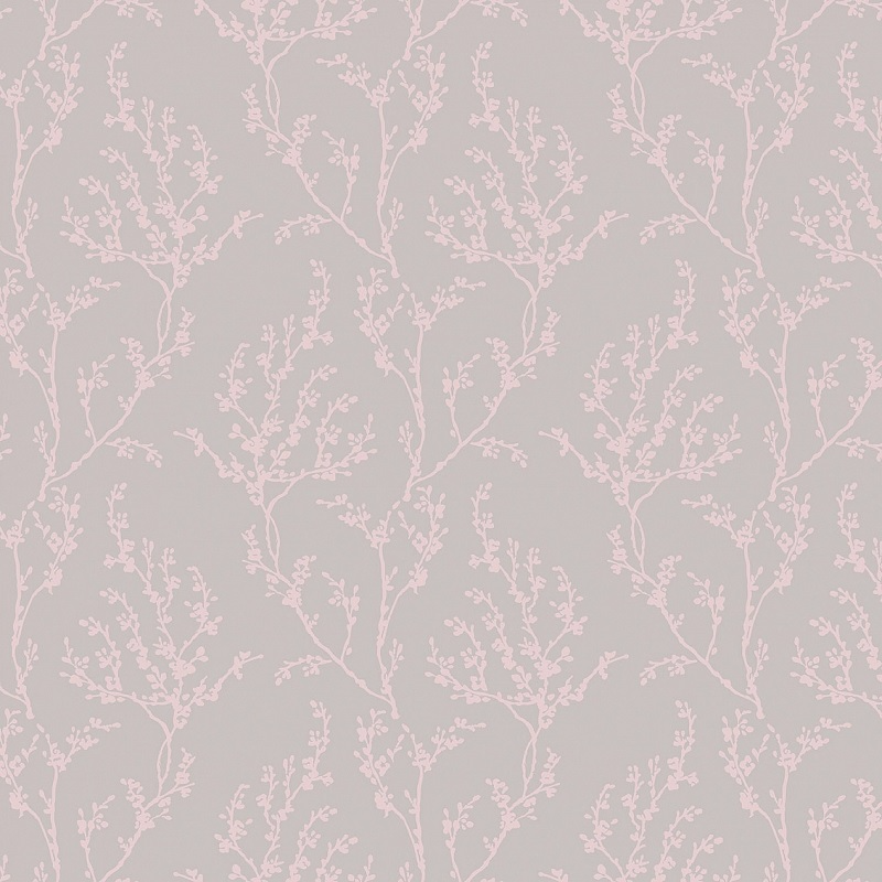 WG0306 мотив ветка розовая на св.серо-розовом фоне