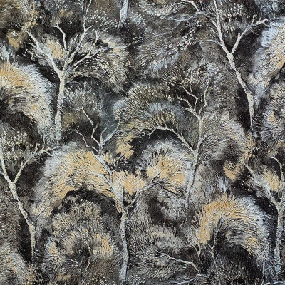 ER2218 мотив деревья черные с золотом