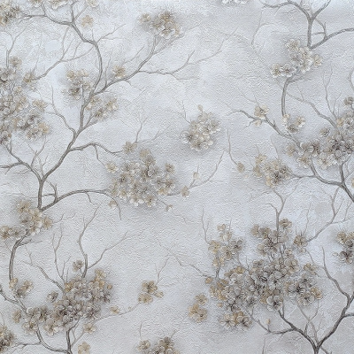 ER71315 мотив сакура бежевая на сером фоне