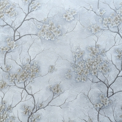 ER71316 мотив сакура серая на голубом фоне