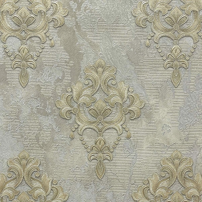 ER2706 мотив золотой дамаск на бежевом мраморе