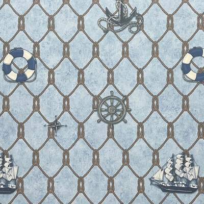 3512-3 мотив корабли на синем фоне
