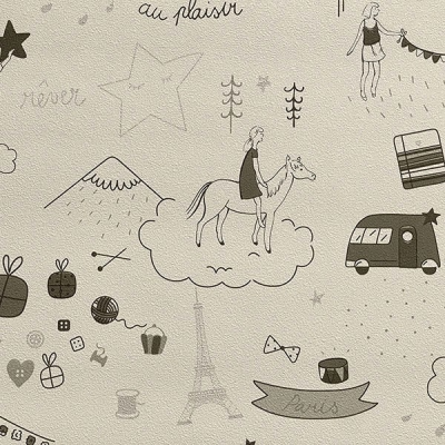 3514-1 мотив человечки красно-синие на светло сером фоне