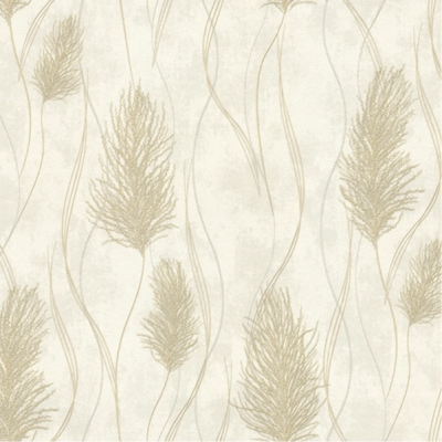 A3205-2 мотив рогоз золотистый на бежевом фоне