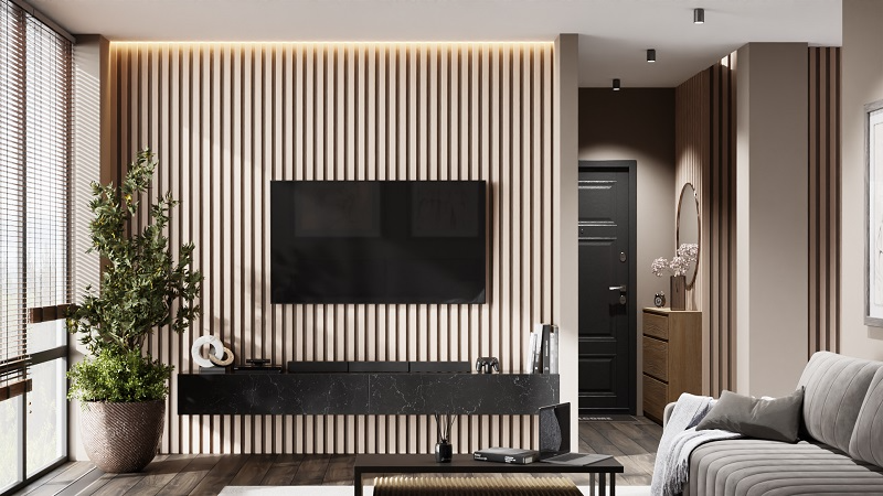 Рейка для стены с отделкой МДФ Кремовая 40х16х2800 мм