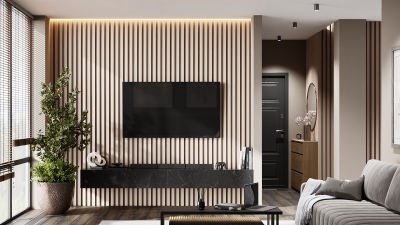 Рейка для стены с отделкой МДФ Кремовая 40х16х2800 мм