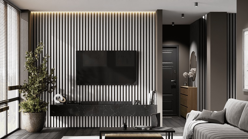 Рейка для стены с отделкой МДФ Светло-серая 40х16х2800 мм