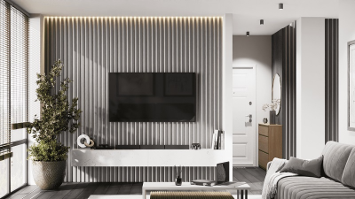 Рейка для стены с отделкой МДФ Тёмно-серая 40х16х2800 мм