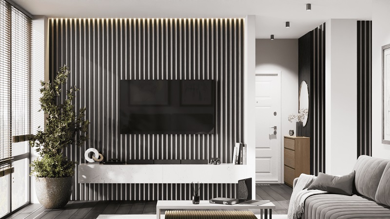 Рейка для стены с отделкой МДФ Чёрная 40х16х2800 мм