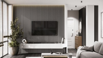 Рейка для стены с отделкой МДФ Чёрная 40х16х2800 мм