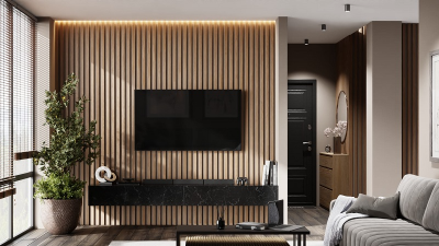 Рейка для стены с отделкой МДФ Дуб янтарный натуральный 40х16х2800 мм