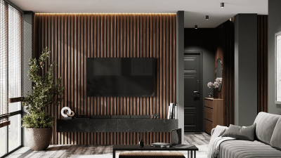 Рейка для стены с отделкой МДФ Орех американский 40х16х2800 мм