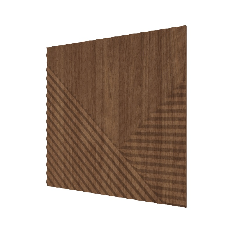 Стеновая квадратная панель Пирамида МДФ Орех-темный 500х500х8