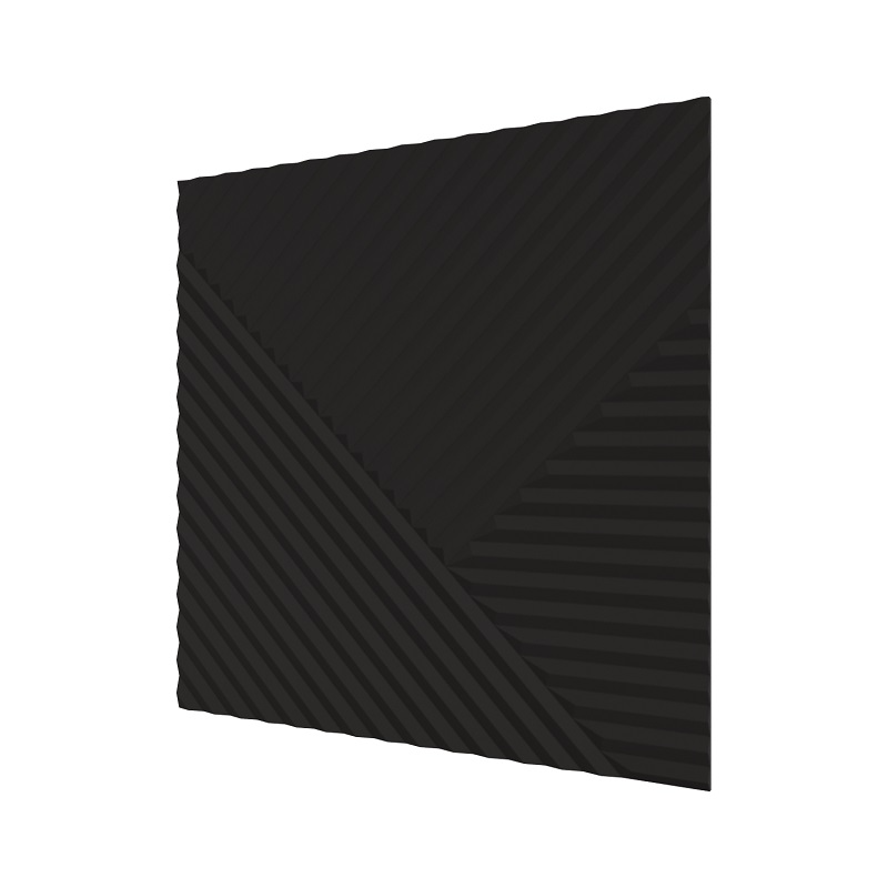 Стеновая квадратная панель Пирамида МДФ Черная 500х500х8