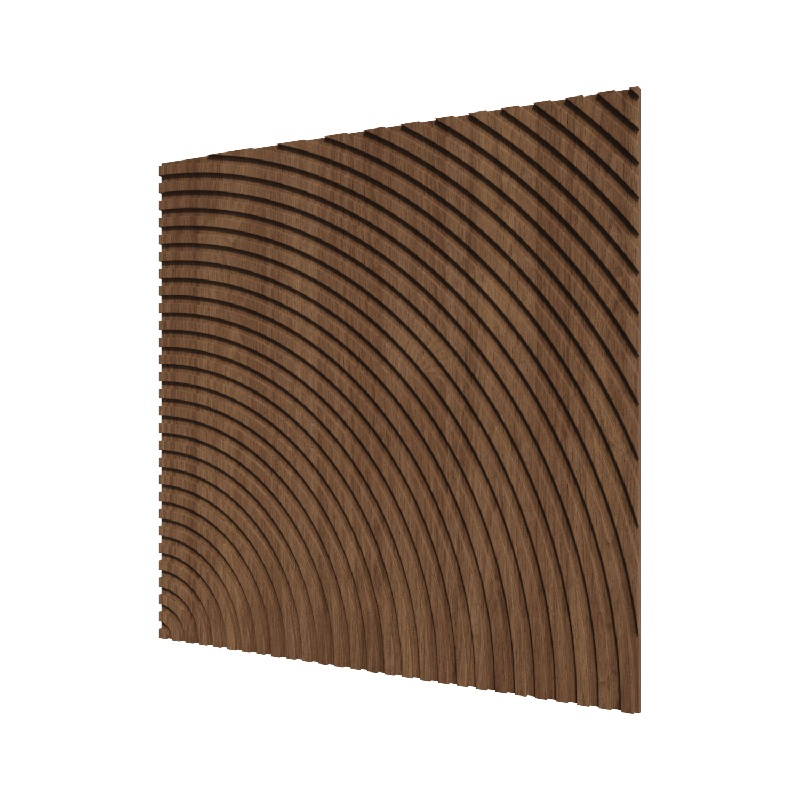 Стеновая квадратная панель Круги МДФ Орех темный 500х500х8