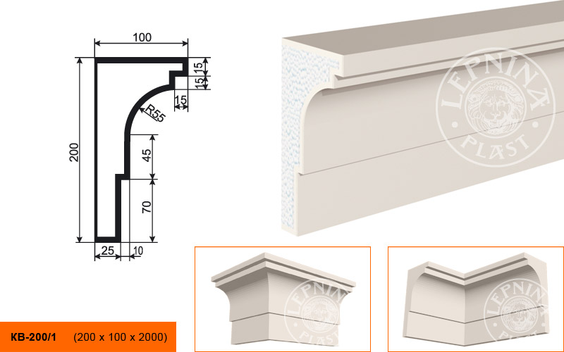 Карниз KB-200/1 200х100х2000