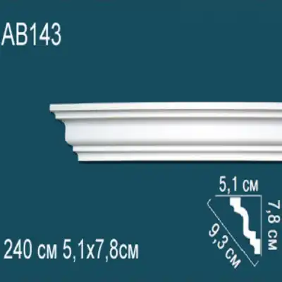 Карниз потолочный гладкий AB143 78x51