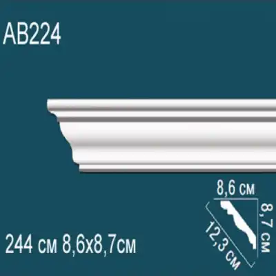 Карниз потолочный гладкий AB224 87х86