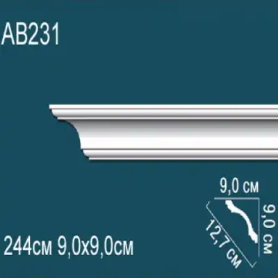 Карниз потолочный гладкий AB231 90х90
