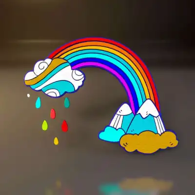 Настенный декоративный деревянный элемент "Rainbow rain"