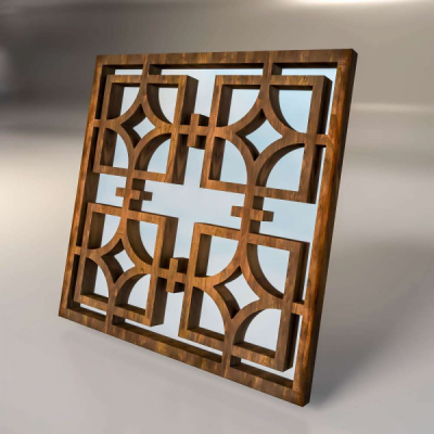 Зеркальная декоративная деревянная  3D панель "Window"