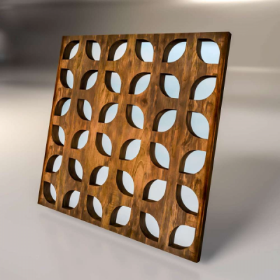 Зеркальная декоративная деревянная  3D панель "Portal"