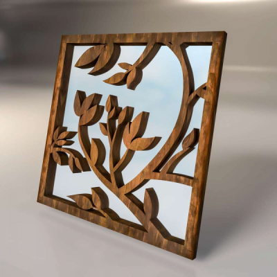 Зеркальная декоративная деревянная  3D панель "Foliage"