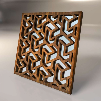 Зеркальная декоративная деревянная  3D панель "Labirint"