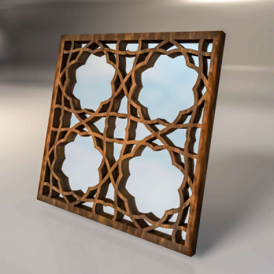 Зеркальная декоративная деревянная  3D панель "Sun"