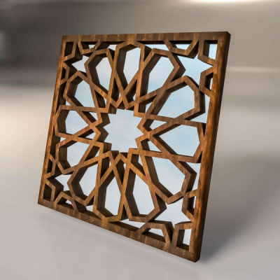 Зеркальная декоративная деревянная  3D панель "Wye"
