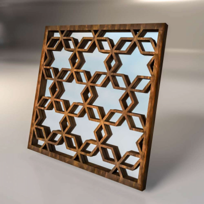 Зеркальная декоративная деревянная  3D панель "Stars"