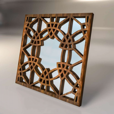 Зеркальная декоративная деревянная  3D панель "Polyhedron"