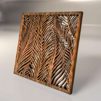 Зеркальная декоративная деревянная  3D панель "Vodorosli"