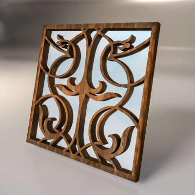 Зеркальная декоративная деревянная  3D панель "Kogsvort"