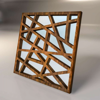 Зеркальная декоративная деревянная  3D панель "Lines"