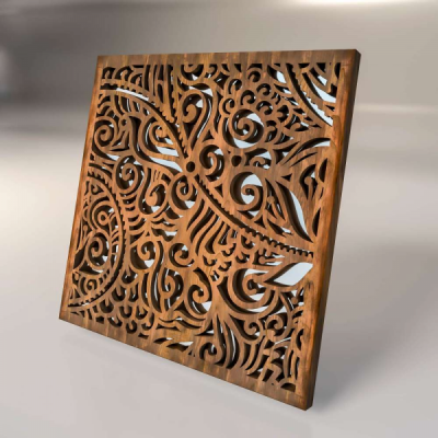 Перфорированная декоративная деревянная 3D панель "Khokhloma"