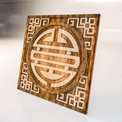 Резная декоративная деревянная 3D панель "Gong"